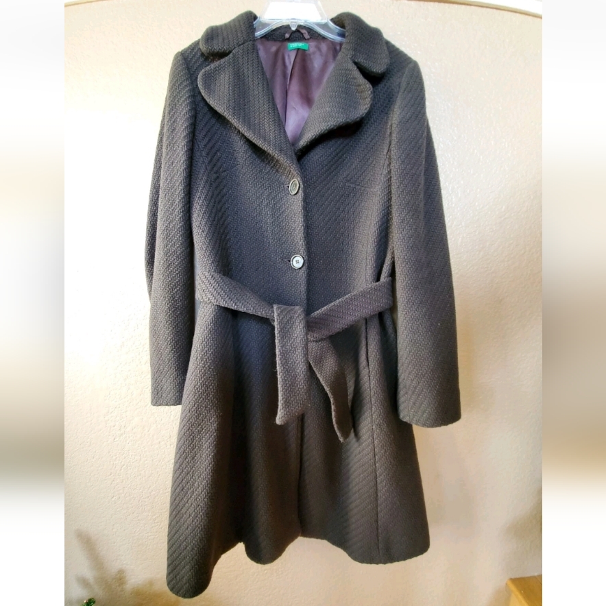 United Colors Of Benetton Dark Brown Jacket Coat Size 42 It / Us4